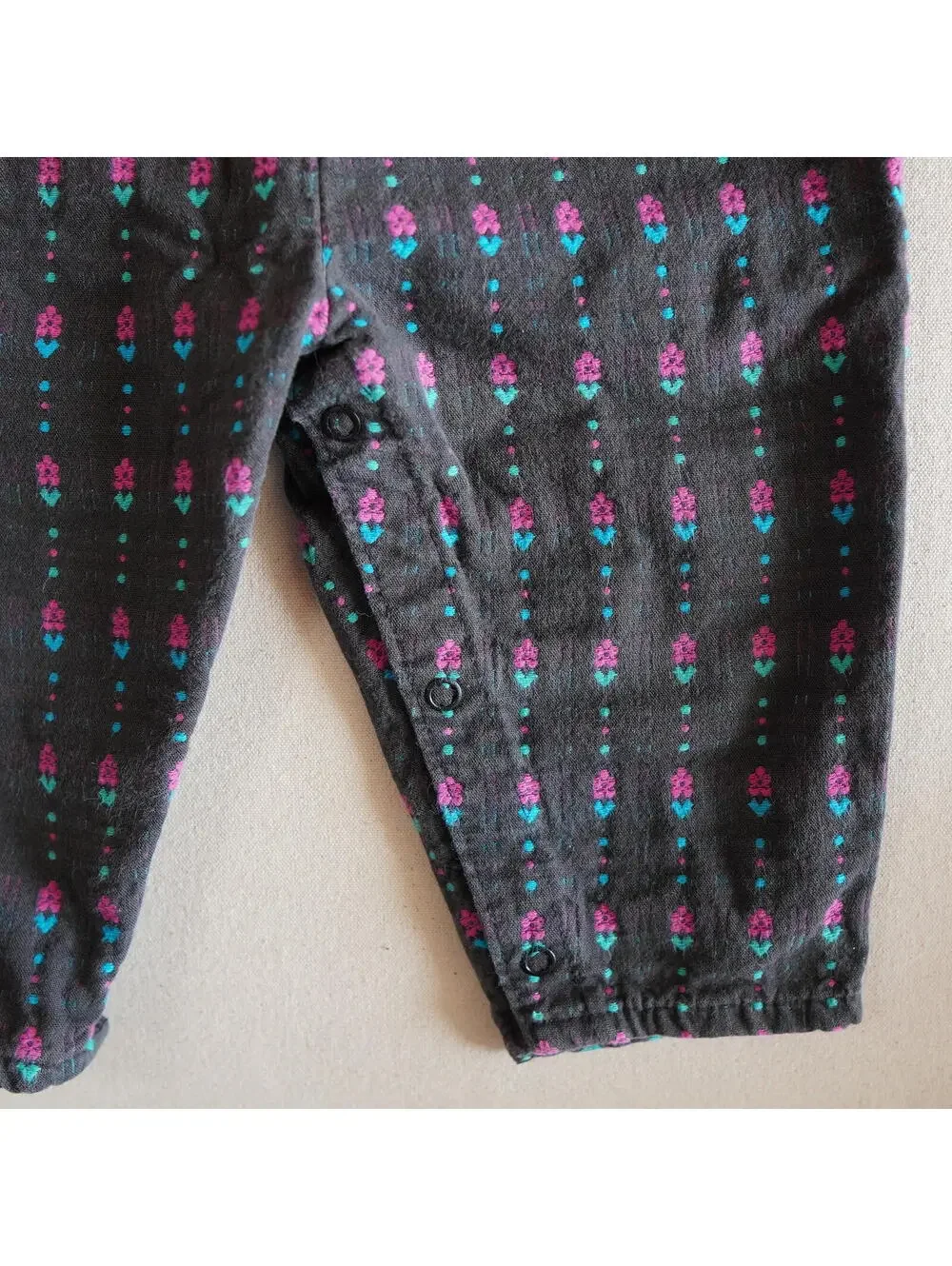 Vintage OshKosh B'gosh Baby Girl 18M Woven Cotton Floral Overalls 90's USA
